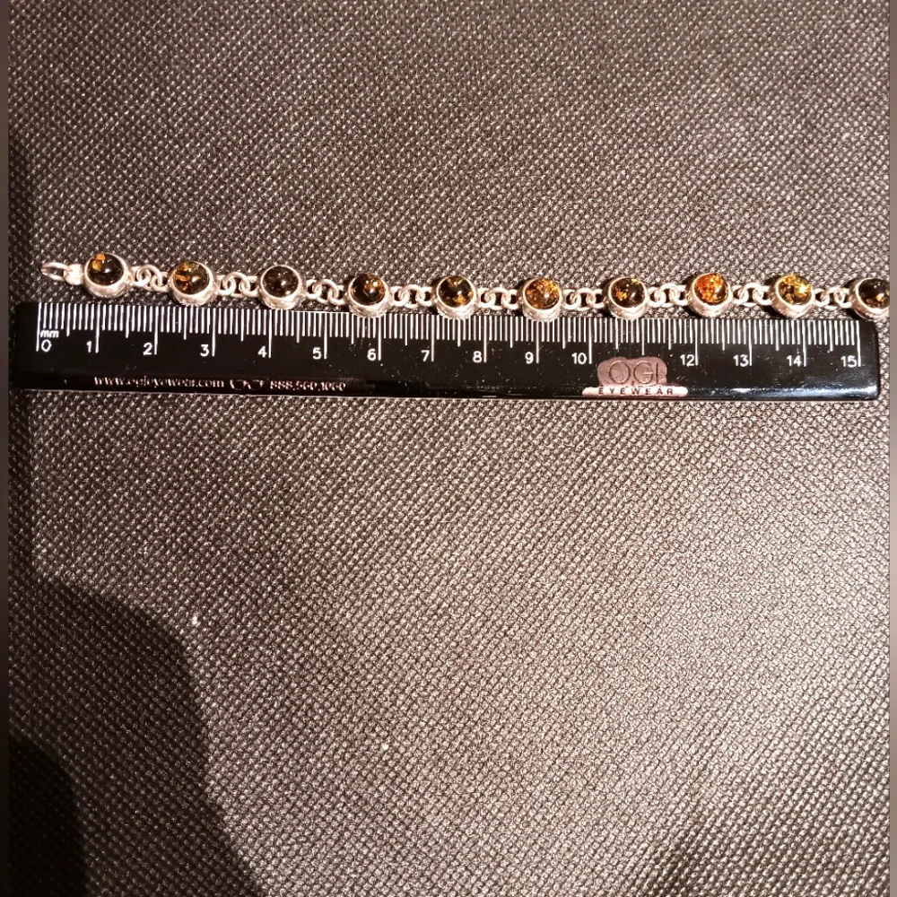 Set Baltic Amber Bracelet Ring Sterling Silver - Picture 4 of 15